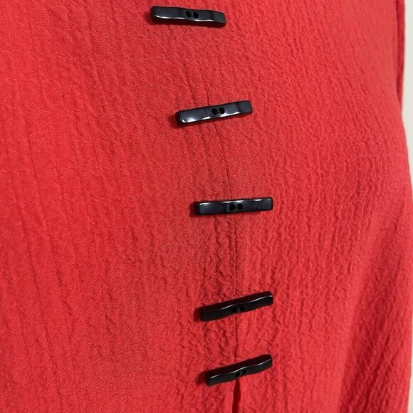 Ali Miles Tunic Top Women 1X Asymmetrical Artsy Crinkle Textured Long Sleeve Red - Picture 10 of 16